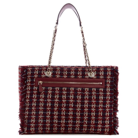 New GUESS Cessily Tweed Tote/Bag - Picture 2 of 7